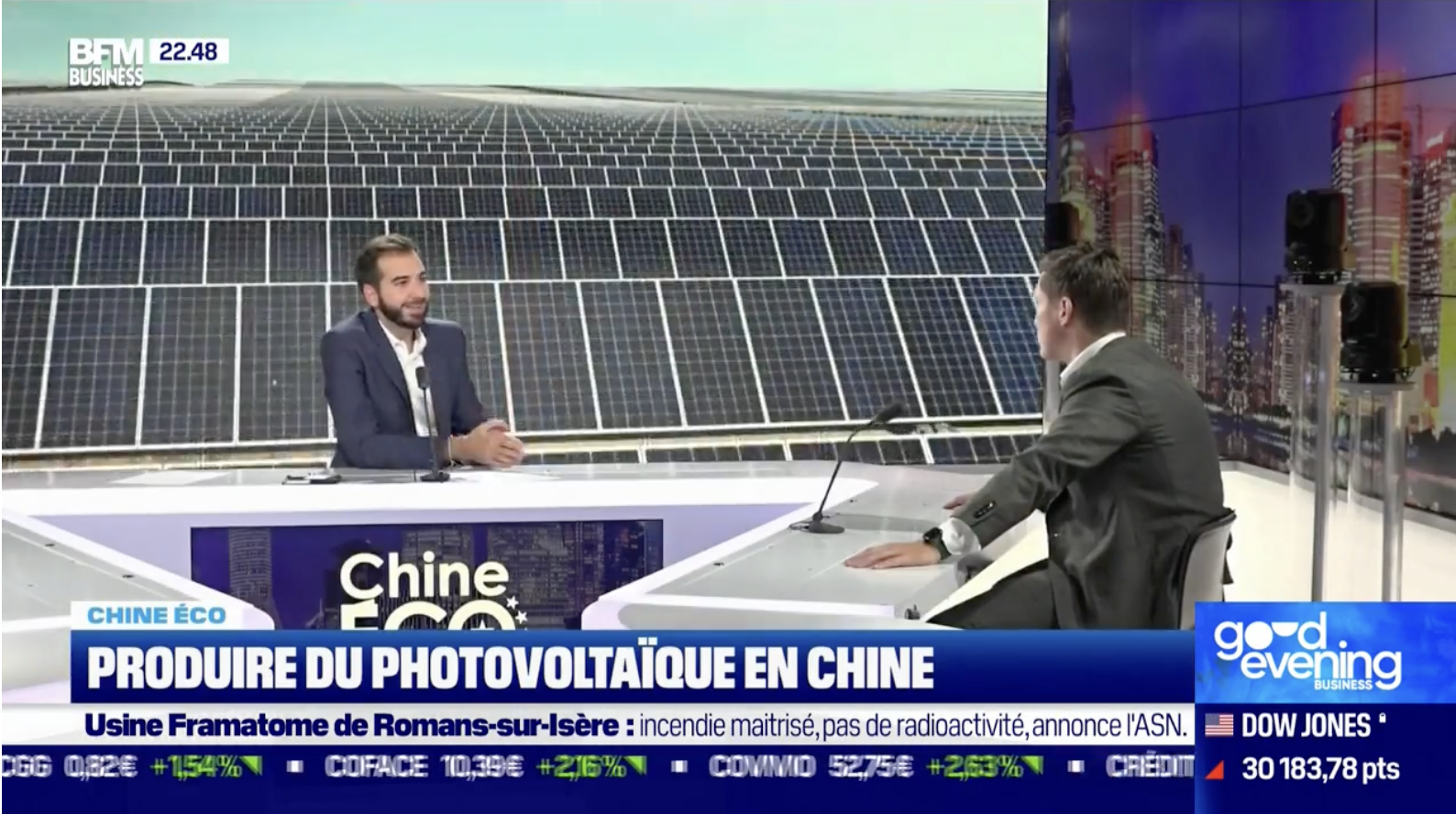 Nicolas Staub sur le plateau de Chine Éco sur BFM Business