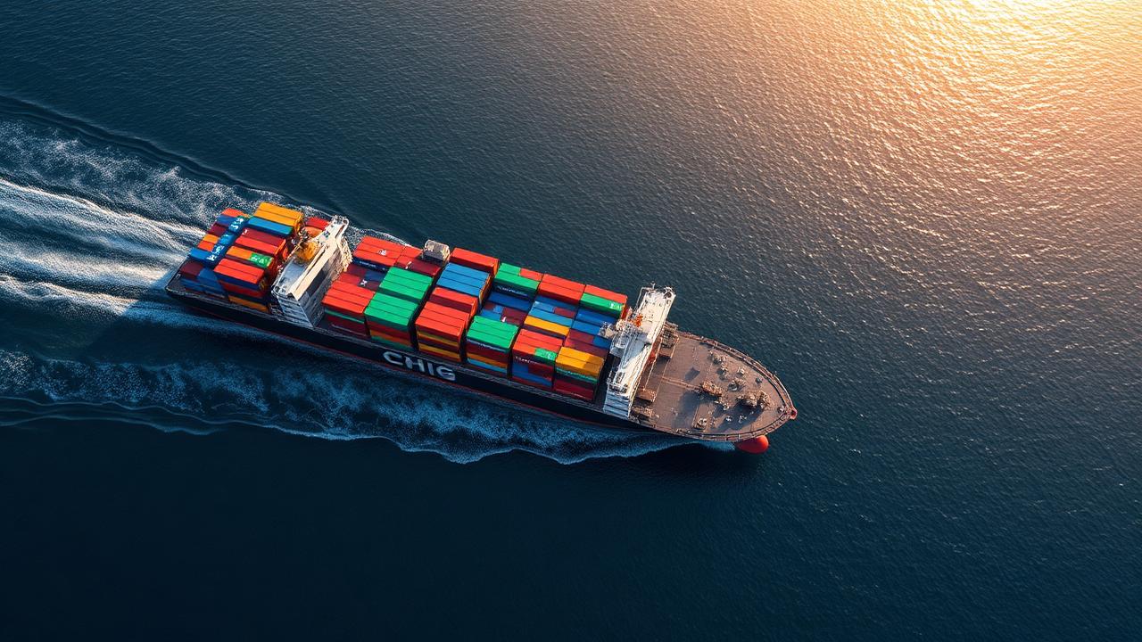 Navire porte-conteneurs en mer entre la Chine et l'Europe — transport maritime pour importer de Chine en France